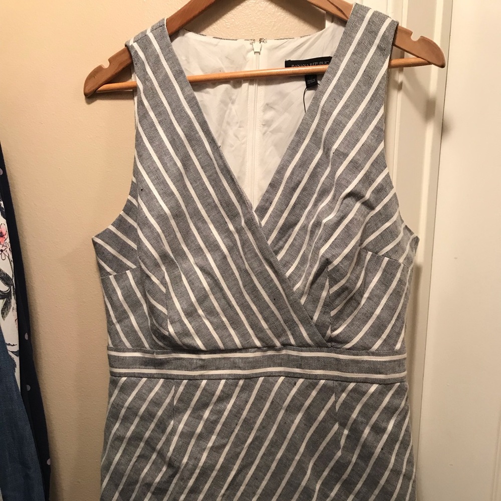 BR blue and white striped dress worn once